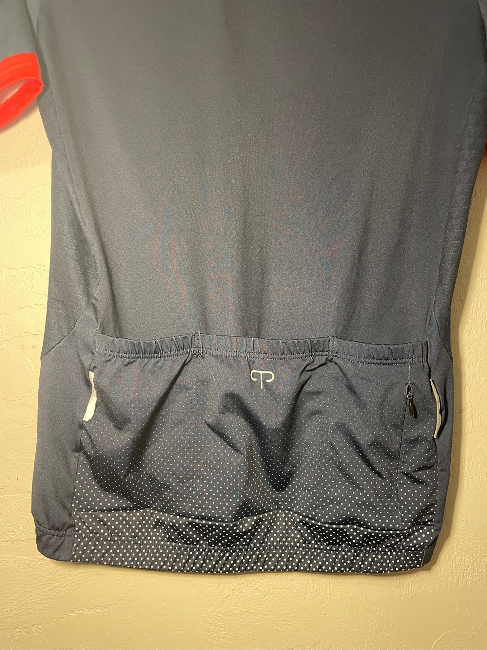 Peppermint Men's Navy Performance Cycling Jersey with Red Sleeve Trim - Picture 6 of 9